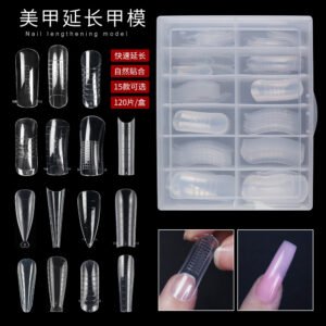 Professional almond-shaped soft gel nail tips in white,clear,natural with custom-branded and boxes. Highlights salon-grade quality and bulk customization for nail wholesalers
