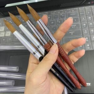 100% Kolinsky Acrylic Nail Brush with ergonomic handle and premium alloy tube for precise application.