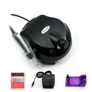Affordable electric nail drill machine with 3-speed settings, lightweight design, and silicone grip. Includes 10 sanding bands for home manicures.