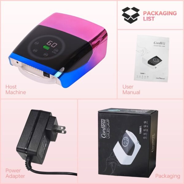 BangyaPRO Professional Cordless UV LED Nail Lamp 132W UV Nail Dryer - Image 2